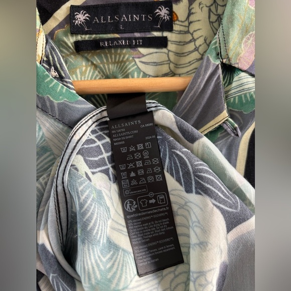 AllSaints Naga Print Camp Shirt
Color: Pearl Grey - Picture 13 of 13